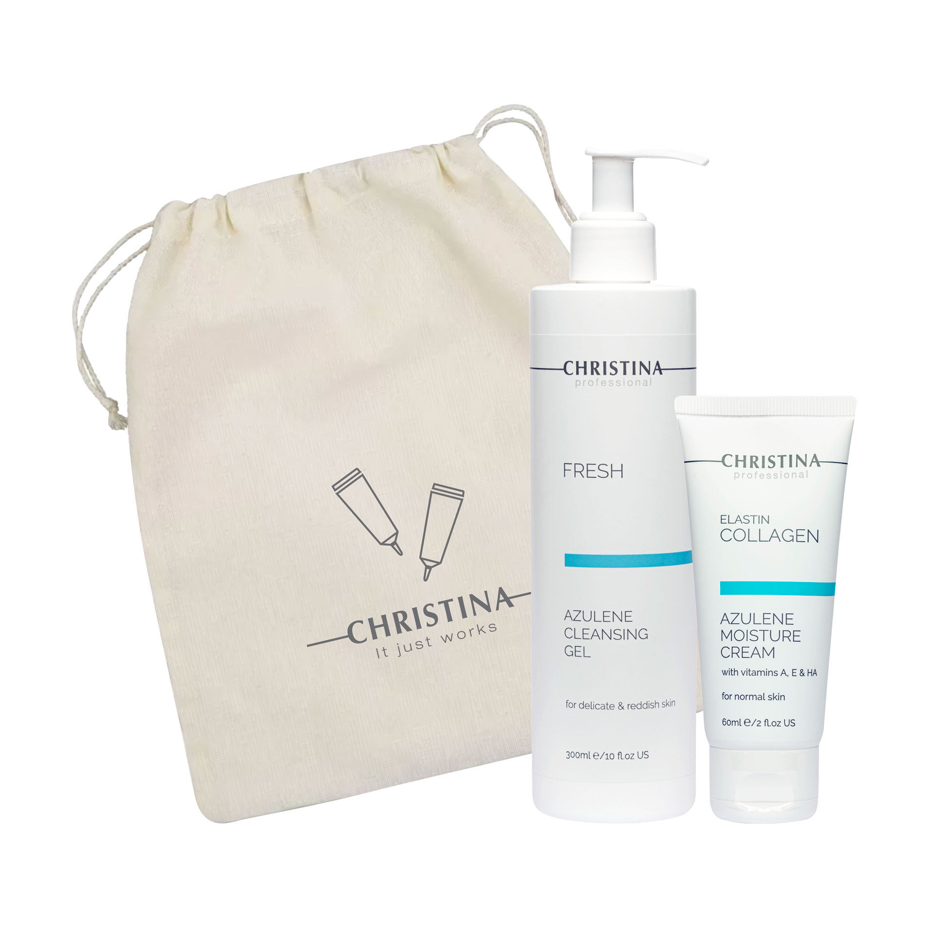Набір для чутливої шкіри обличчя Christina Gift Set Cleansing &amp; Moisturizing For Sensitive Skin (гель, 300 мл + крем, 60 мл)