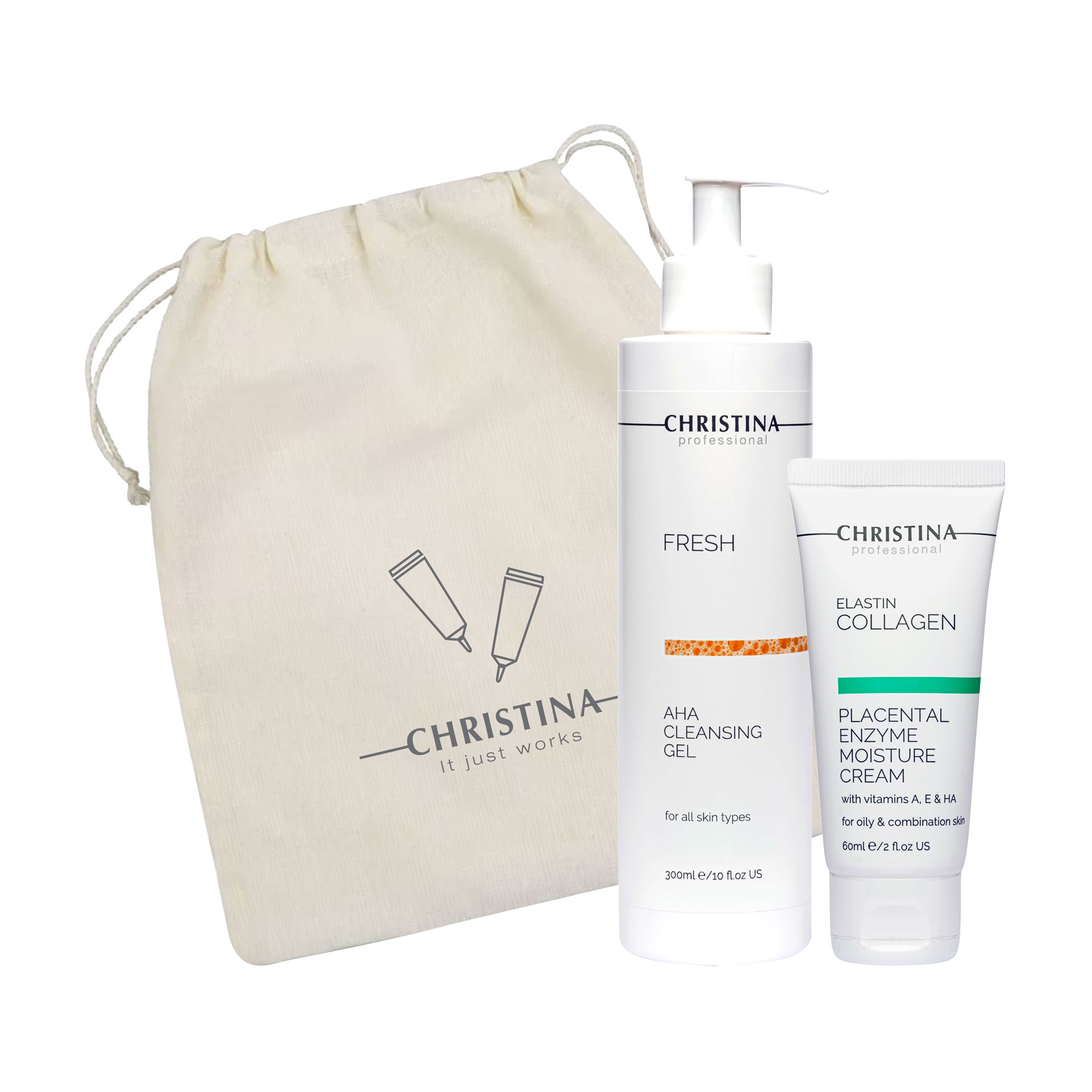 Набір для жирної та комбінованої шкіри обличчя Christina Gift Set Cleansing &amp; Moisturizing For Oily &amp; Combination Skin (гель, 300 мл + крем, 60 мл)
