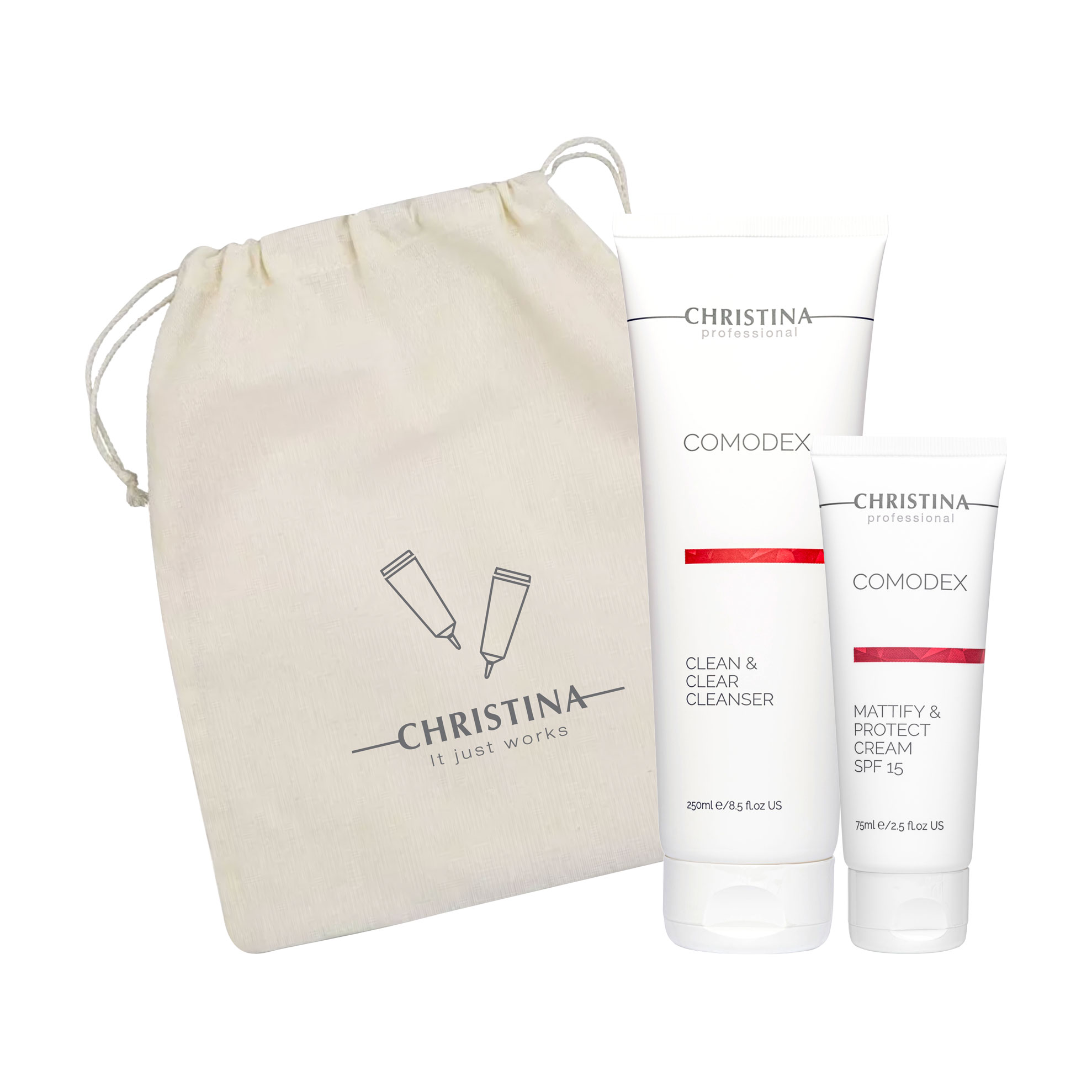 Набір для жирної та проблемної шкіри обличчя Christina Gift Set Clean Skin For Oily &amp; Problematic Skin (гель, 250 мл + крем, 75 мл)